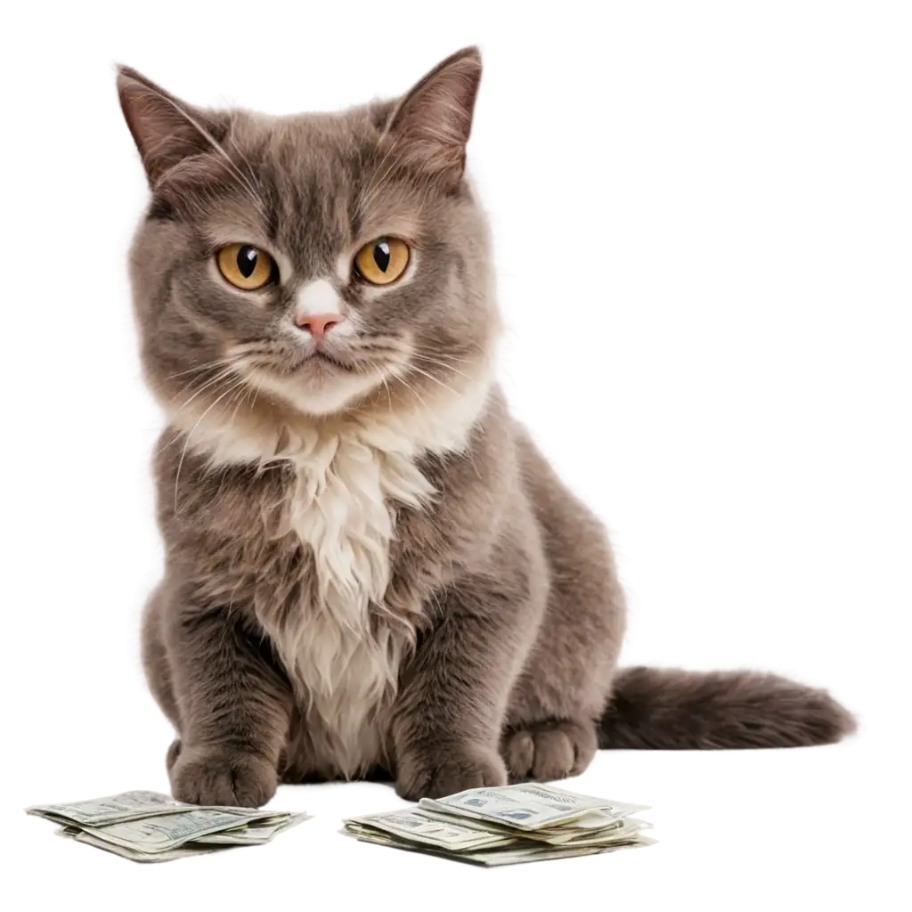 Cat-with-Money-PNG-Image-HighQuality-Transparent-Design-for-Versatile-Use