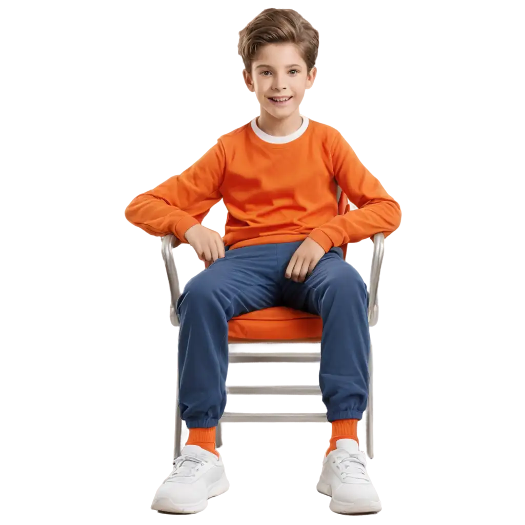 Primary-School-Boy-in-Sports-Clothes-Sitting-on-a-Chair-PNG-Image-for-Digital-Art-and-Design