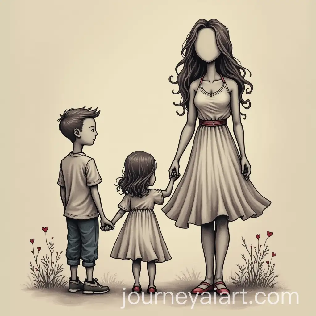 Boy-Holding-YoungerAI-Image-Prompt-Expansion-Sisters-Hand-with-Mother-Figure-Symbolizing-Love-and-Hope