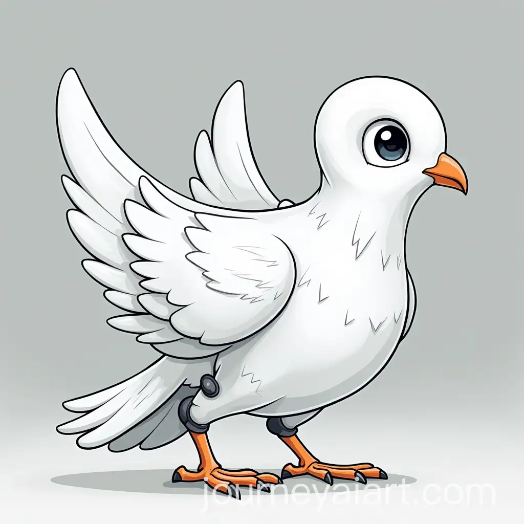 Robotic-White-Pigeon-Logo-Design-with-Outstretched-Wings