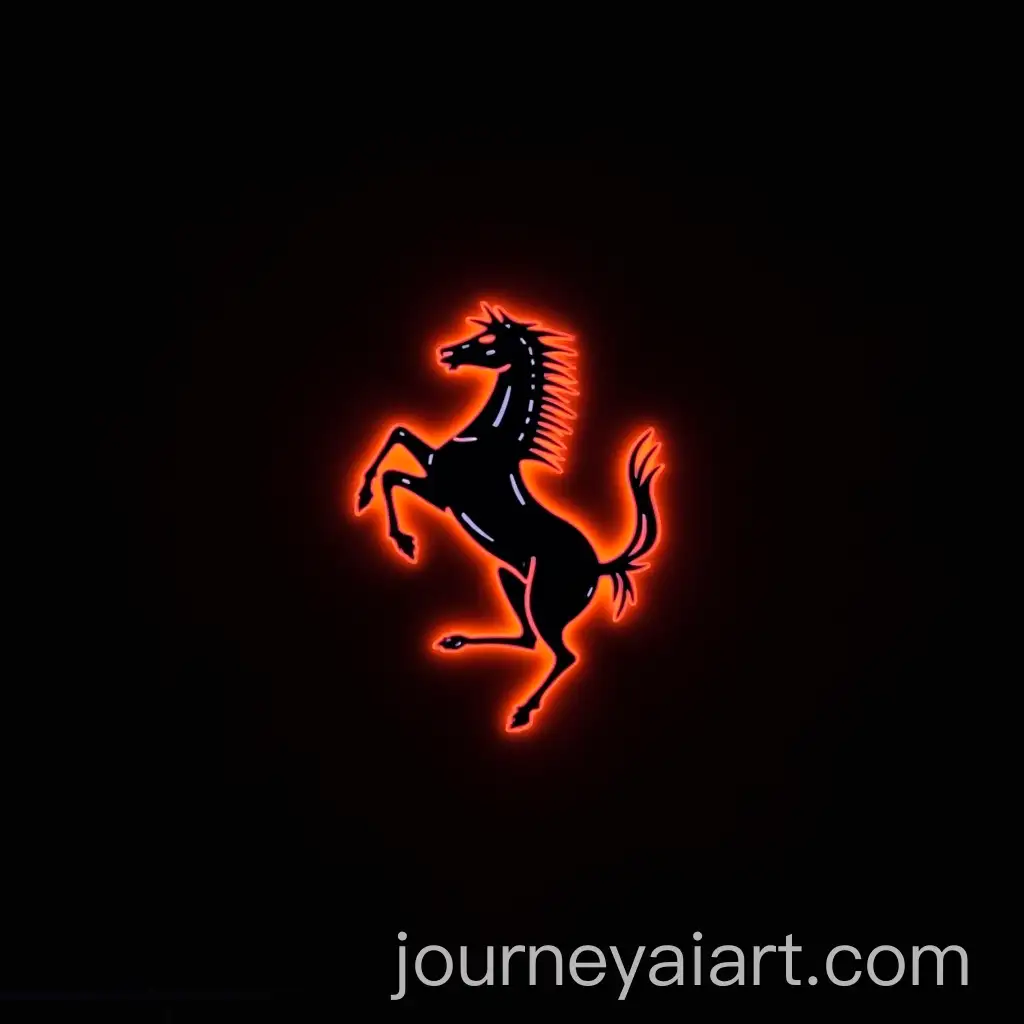 Illuminated-Ferrari-Logo-on-Black-Background