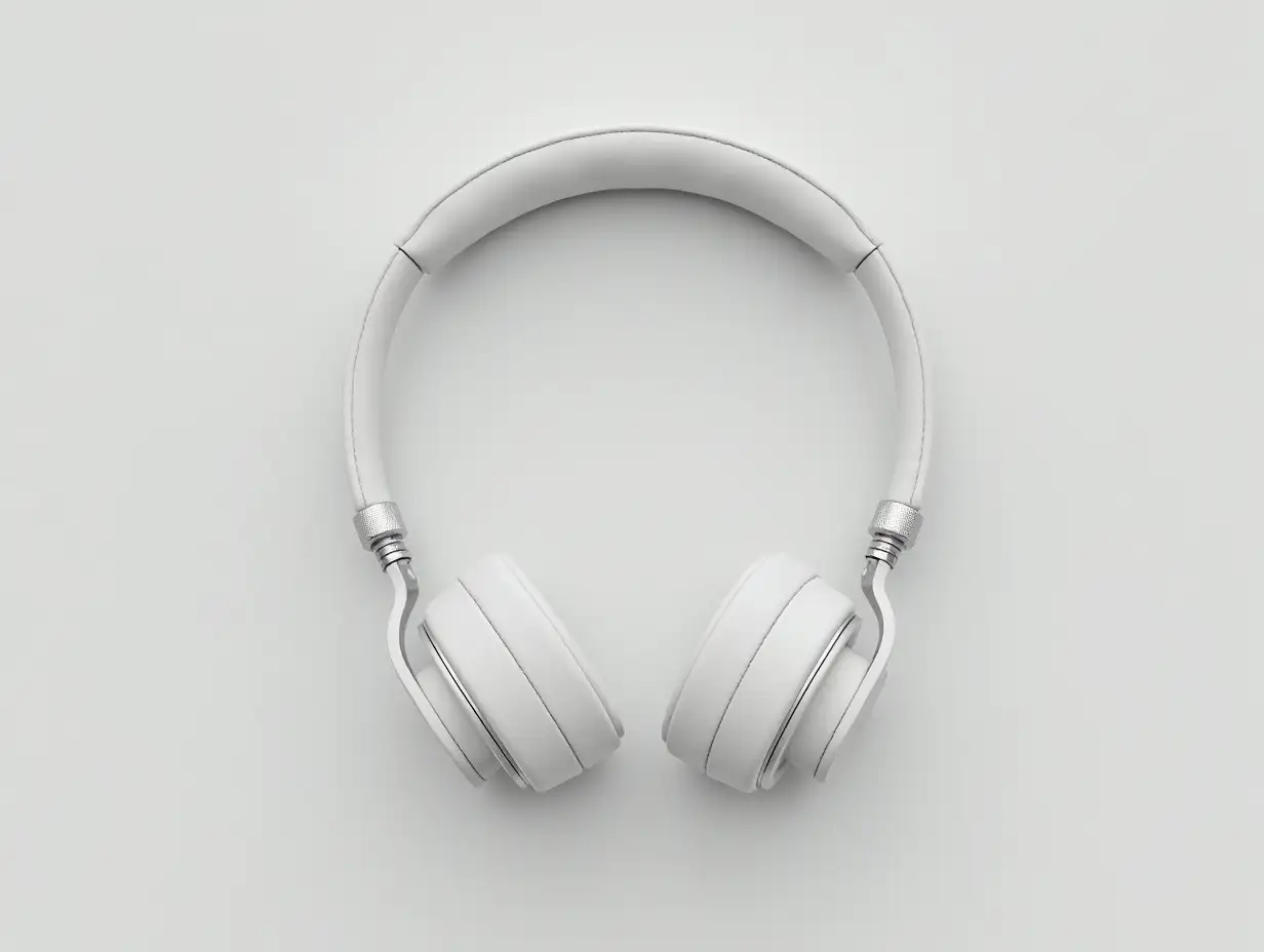 white metallic minimalism headphones