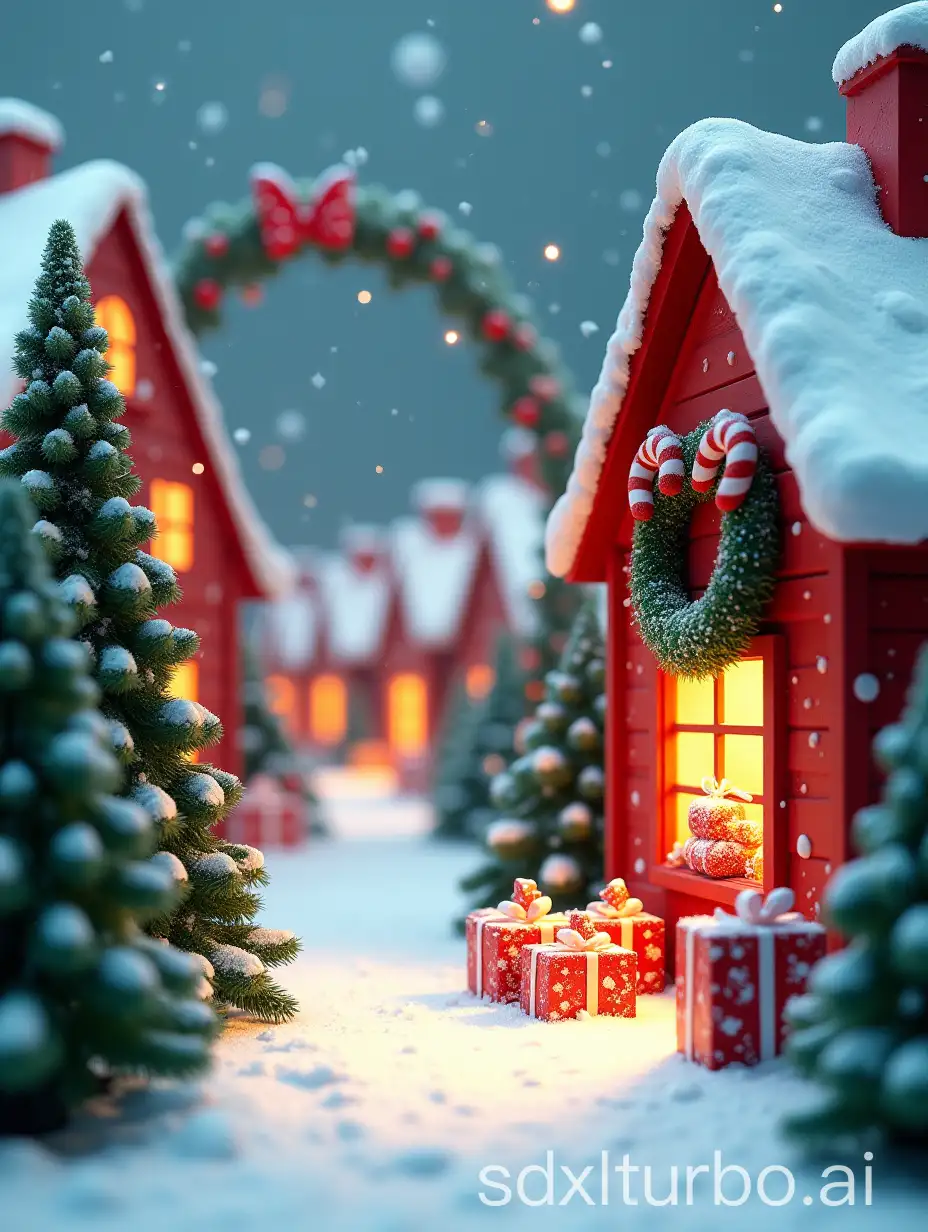 Christmas-Village-with-Red-Houses-Snow-and-Festive-Decorations