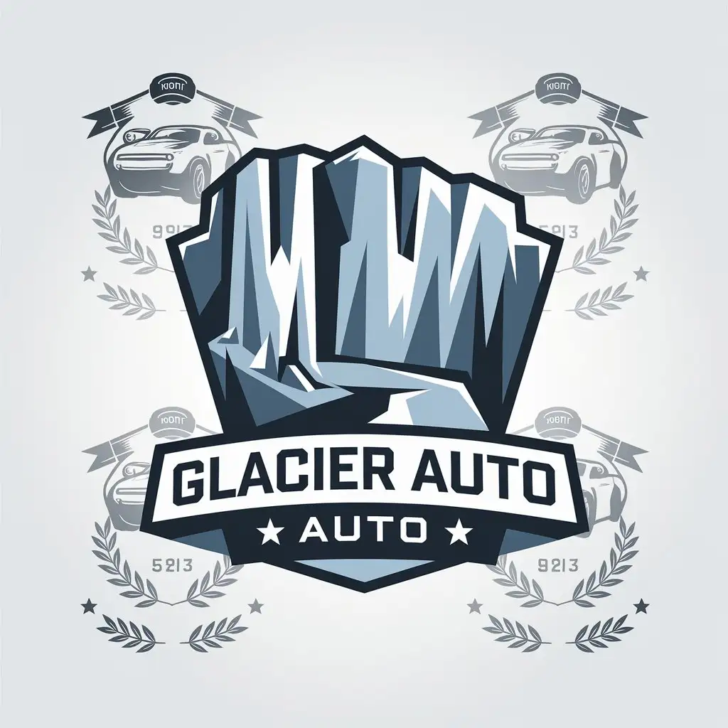 LOGO Design for Glacier Auto Glacier Canyon Polar Adventure with Minimalistic Cars Badges Theme