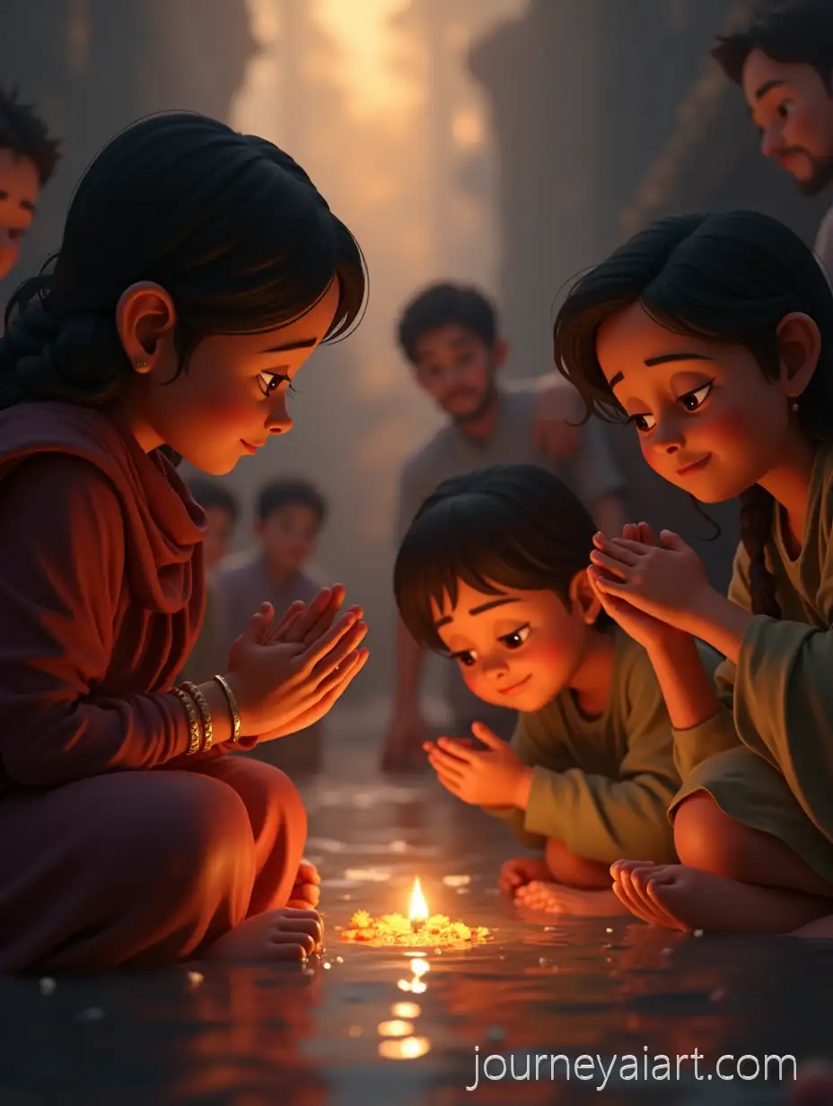 Closeup-of-Diverse-People-Praying-and-Offering-Flowers-in-Spiritual-Unity