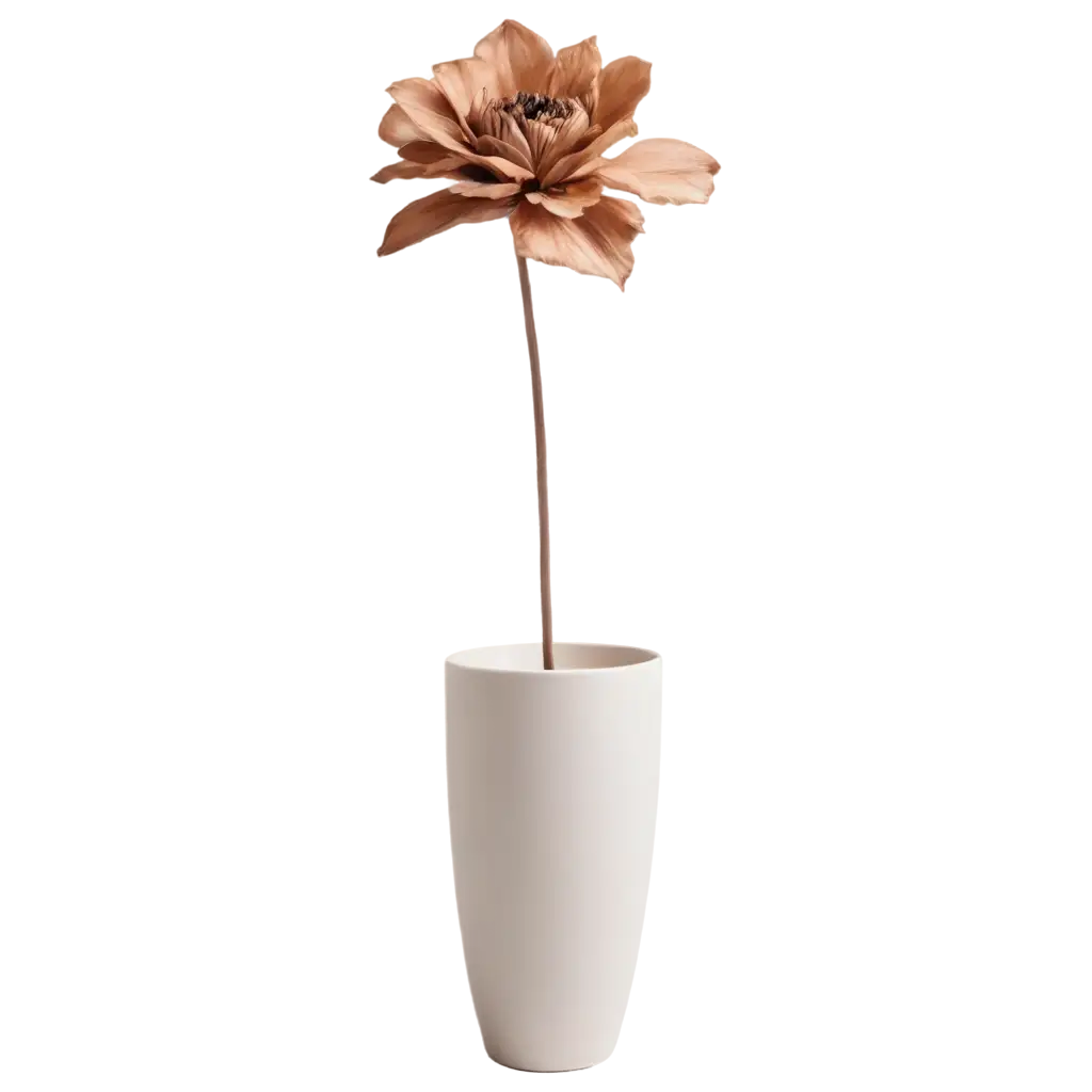 Dry-Brown-Flower-in-White-Pot-on-Round-Pedestal-PNG-for-Elegant-Interior-Design