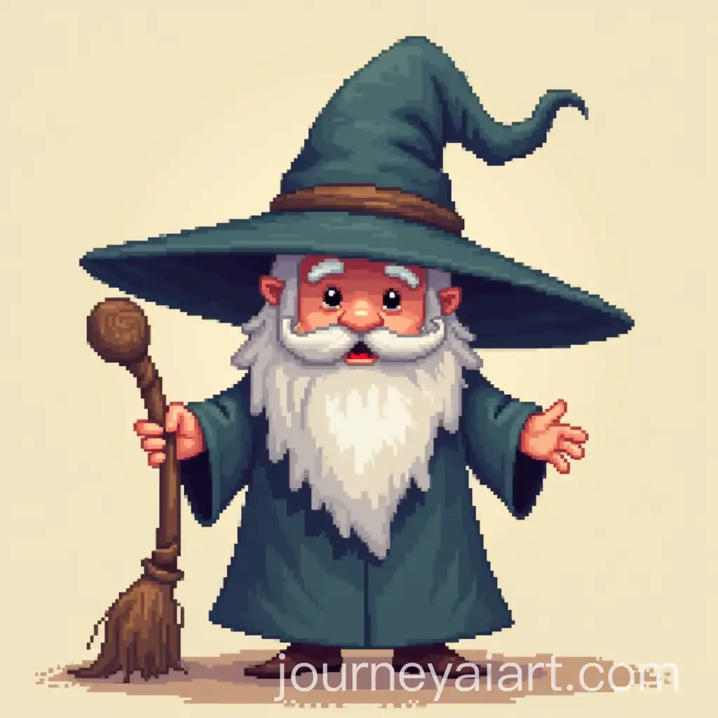 Cartoon-Wizard-with-Oversized-Floppy-Hat-and-Staff-in-Pixel-Art-Style
