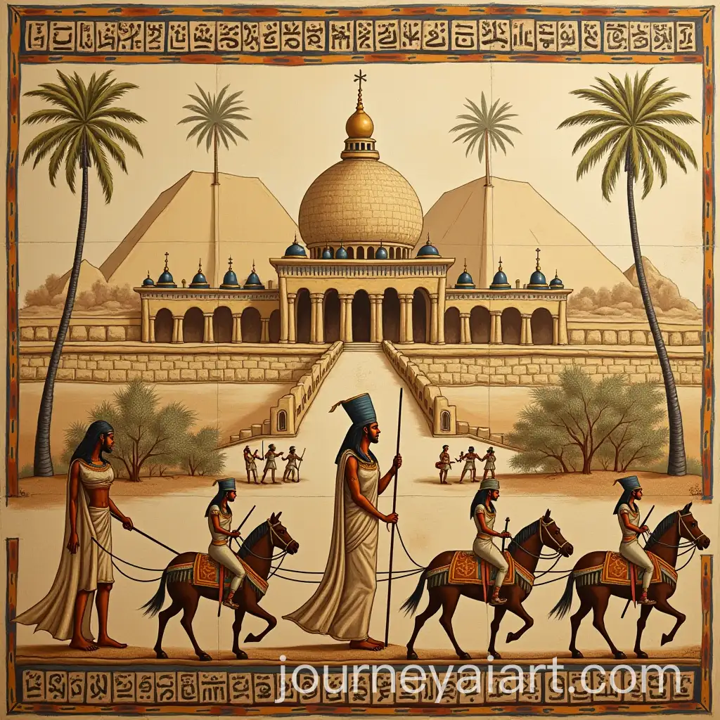 Ancient-Egyptian-Mural-Featuring-Chariots-Pyramids-and-Hieroglyphs