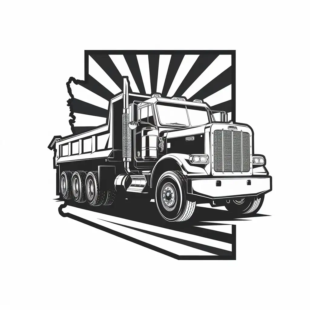 Black-and-White-Logo-of-a-6Axle-Peterbilt-Dump-Truck-with-Arizona-State-Outline