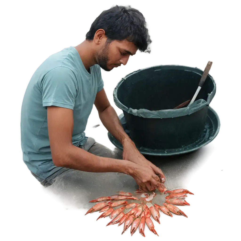 Real-Life-PNG-Image-of-a-Guy-Peeling-Shrimp-in-a-Slum-Area