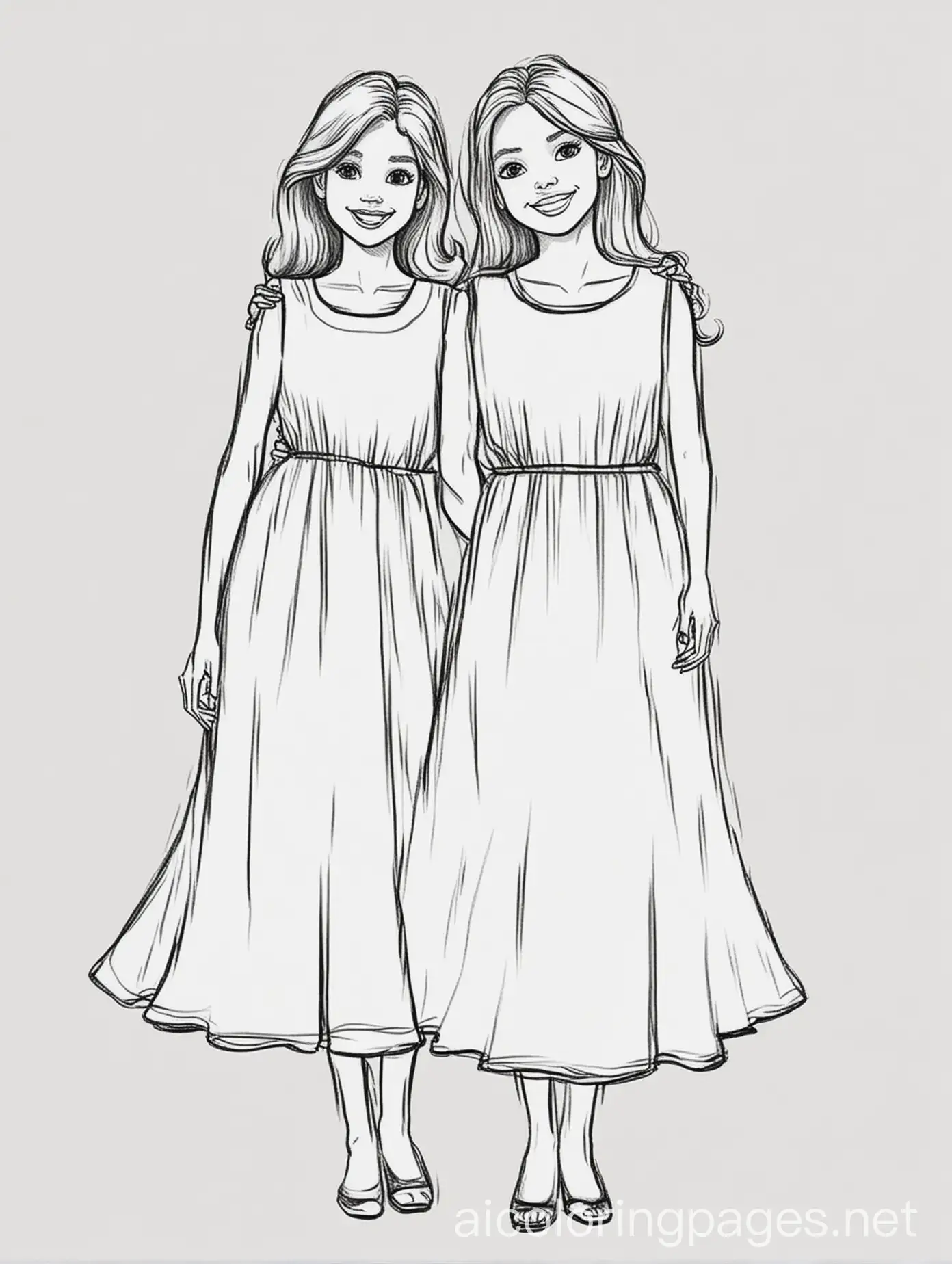 Two-Women-in-Elegant-Dresses-Coloring-Page