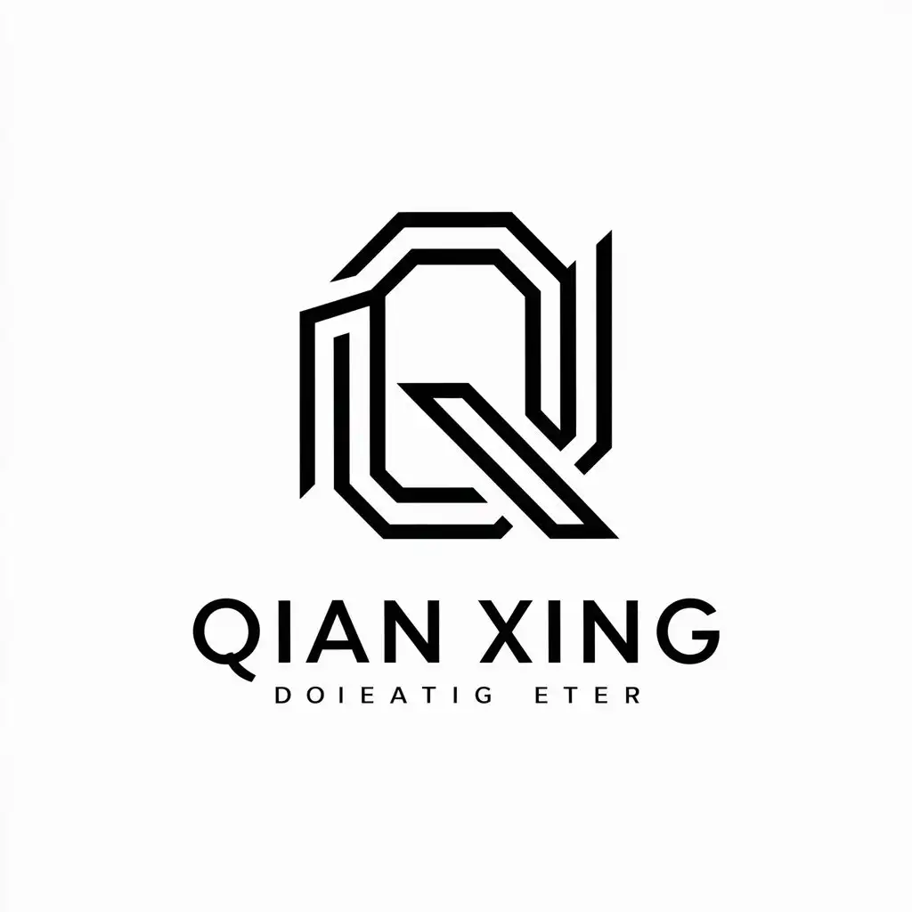 a vector logo design,with the text "Qian Xing", main symbol:Initial letter combination, majestic,Moderate,be used in Education industry,clear background