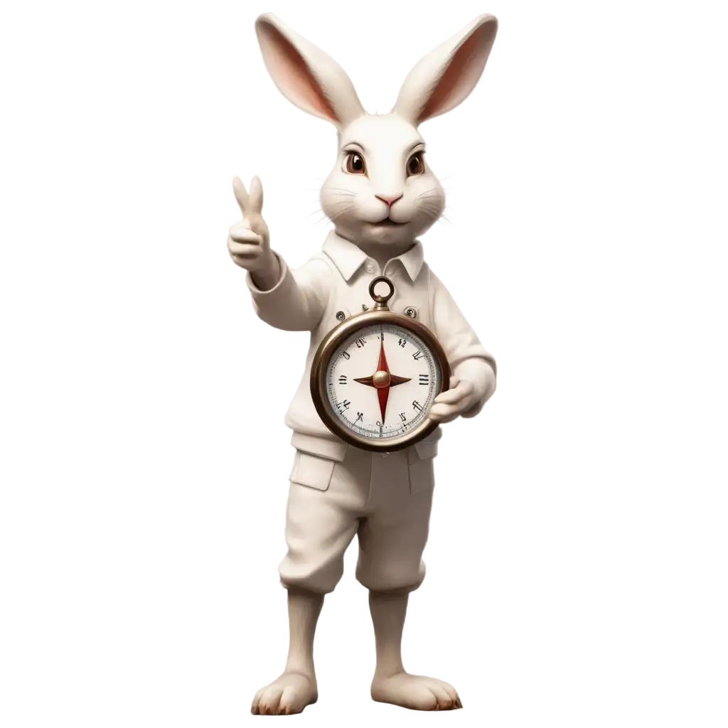 White-Hare-Holding-a-Compass-PNG-Image-HighQuality-and-Versatile-for-Multiple-Uses