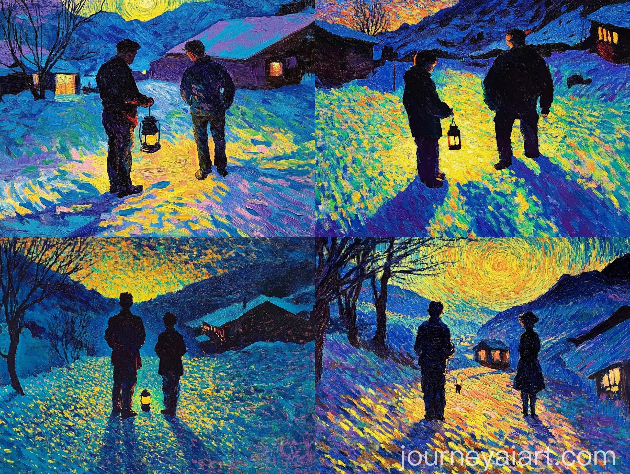 Night-Scene-with-Lantern-Light-in-Vincent-Van-Gogh-Style