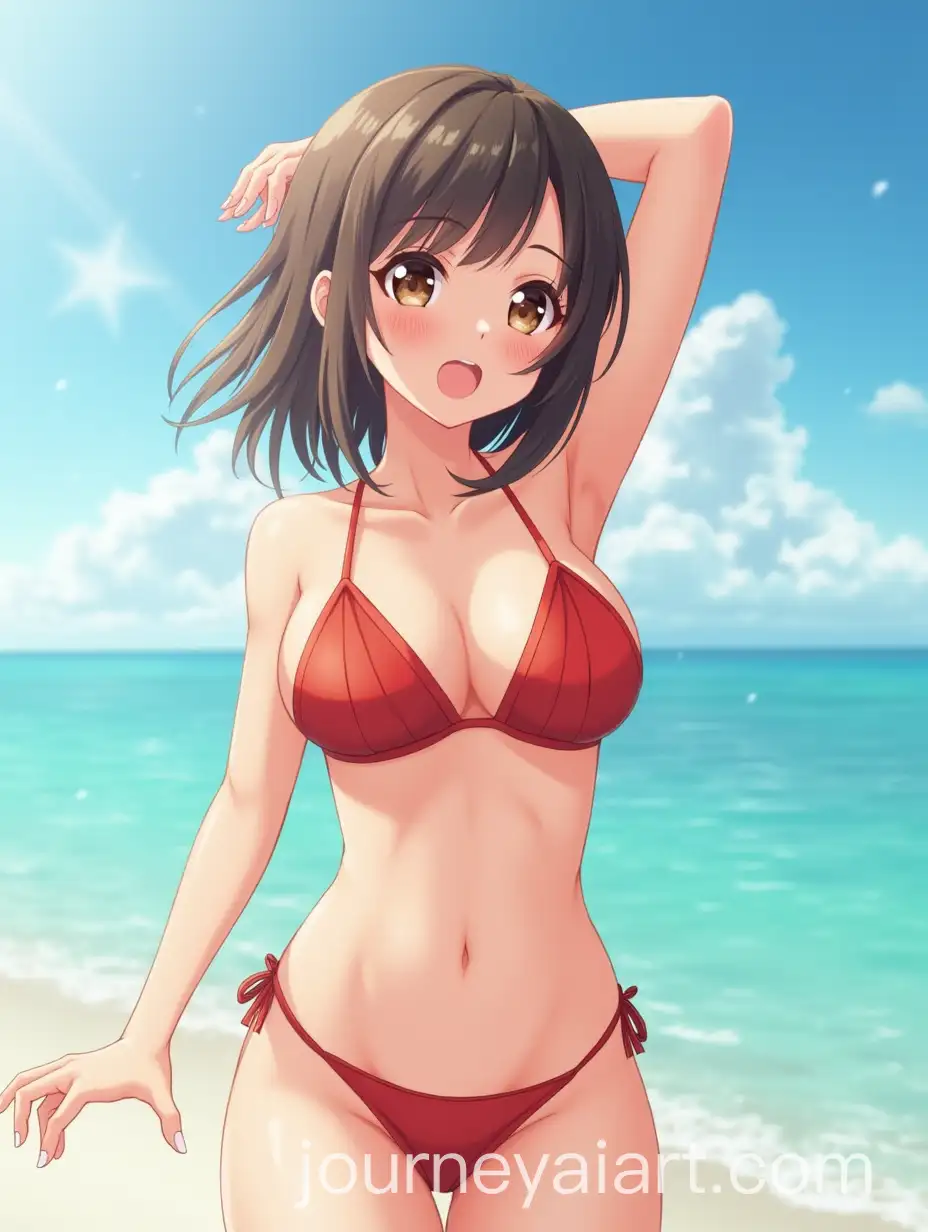 Anime-Mother-Wearing-Bikini-in-Tropical-Setting