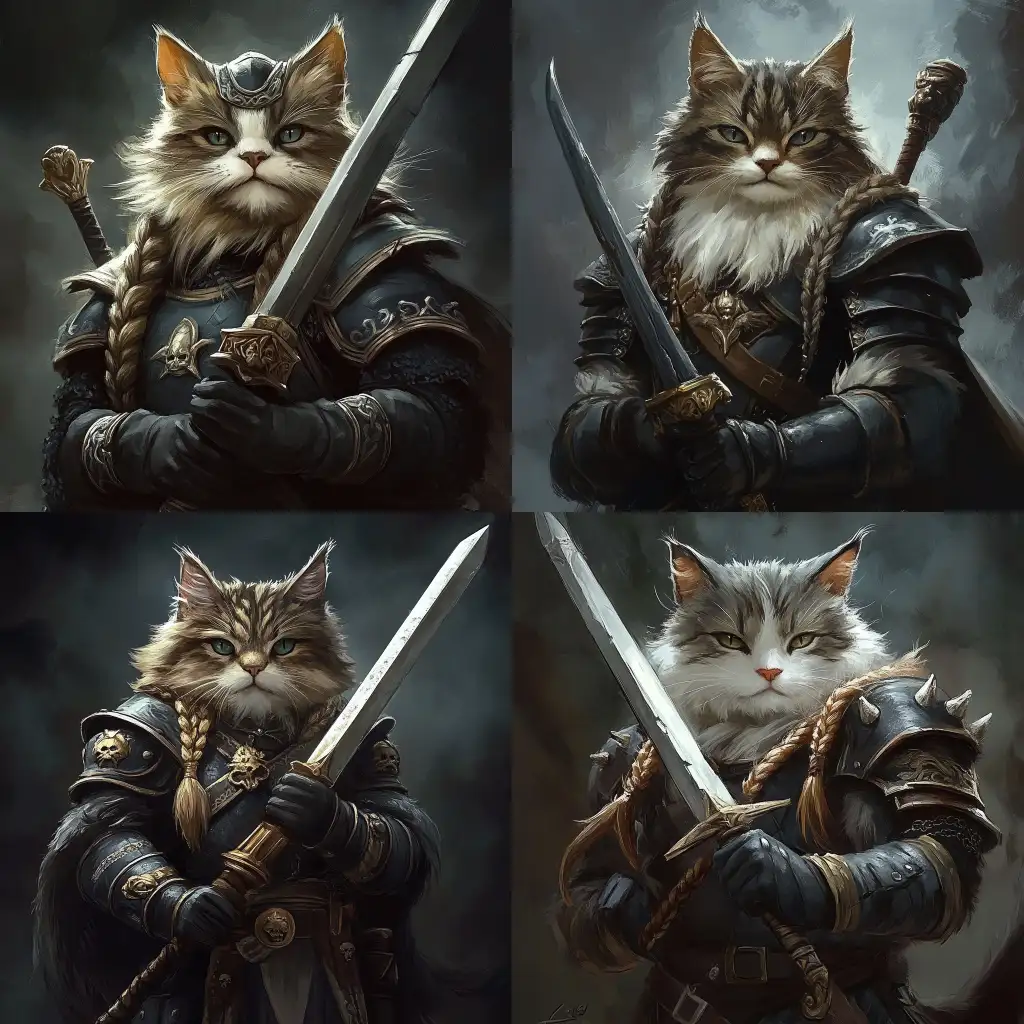 Humanoid-Cat-Paladin-with-Longspear-in-Fantasy-Armor-with-Braided-Beard