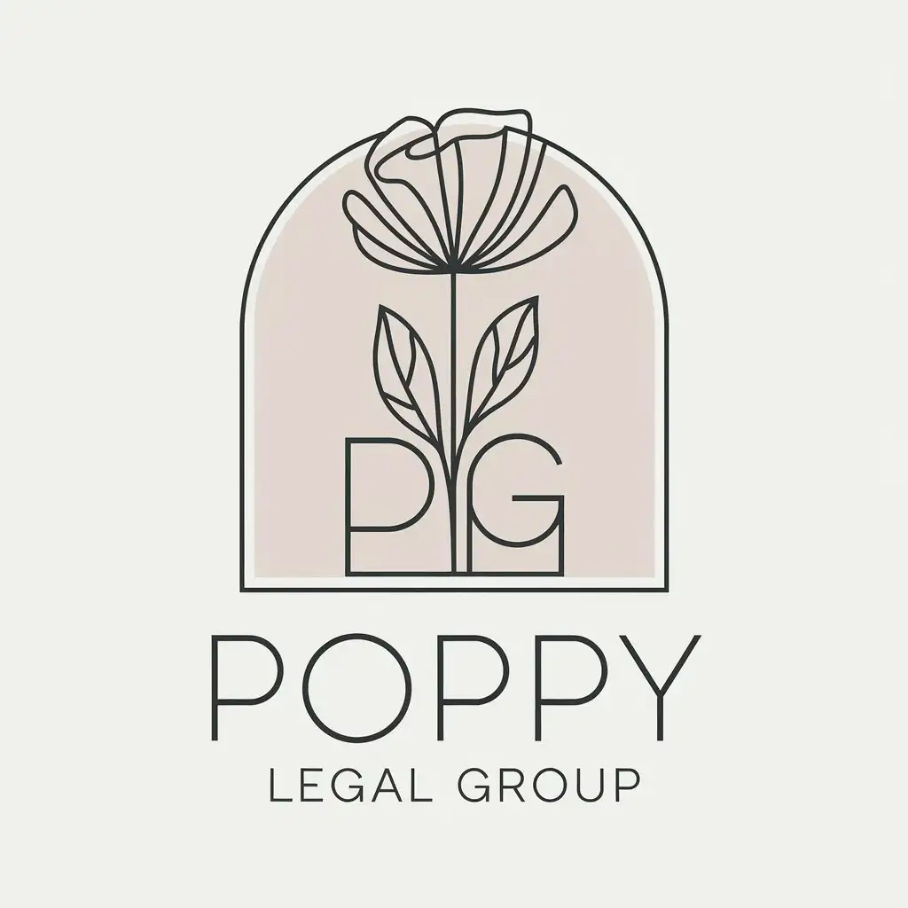 LOGO Design For Poppy Legal Group Minimalist Line Art with PLG Initials and Soft Neutral Colors