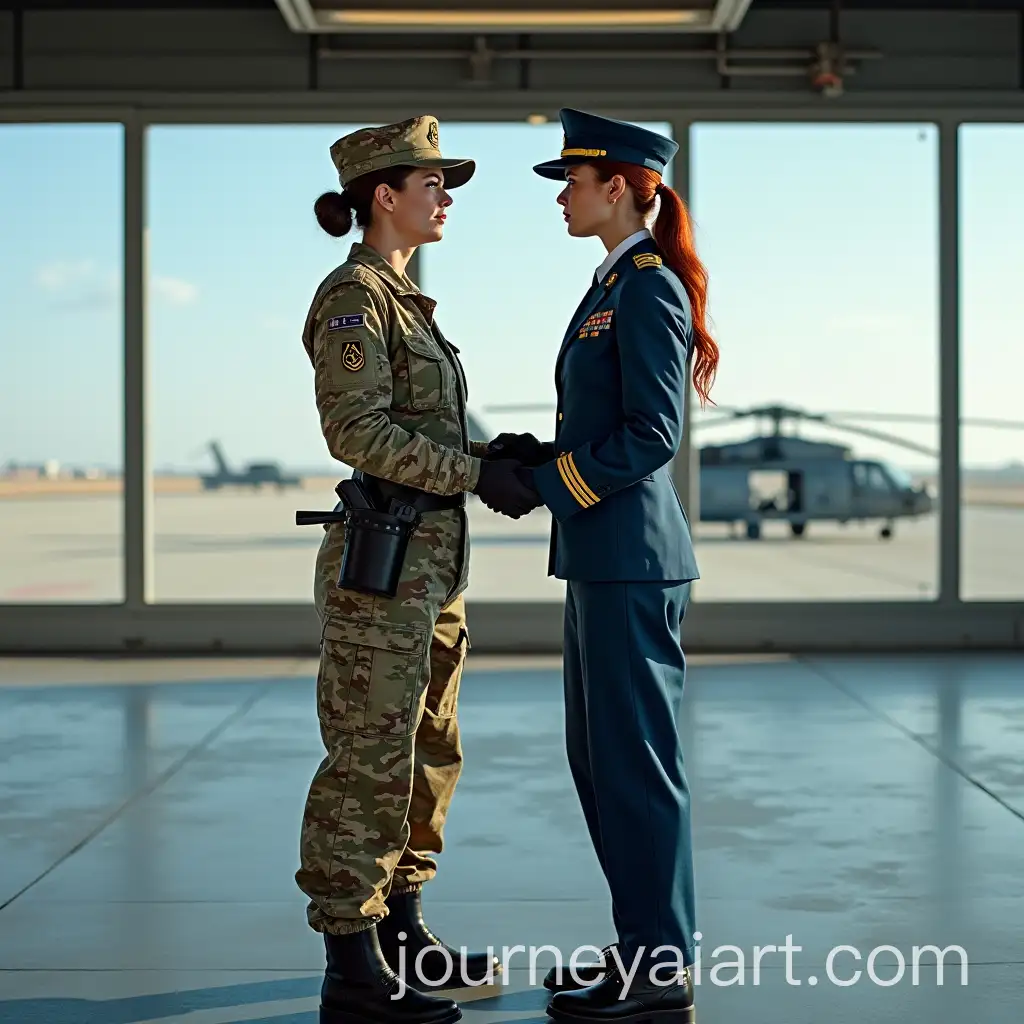 Two-Military-Women-in-Uniform-Embracing-at-a-Flight-Directors-Observation-Tower