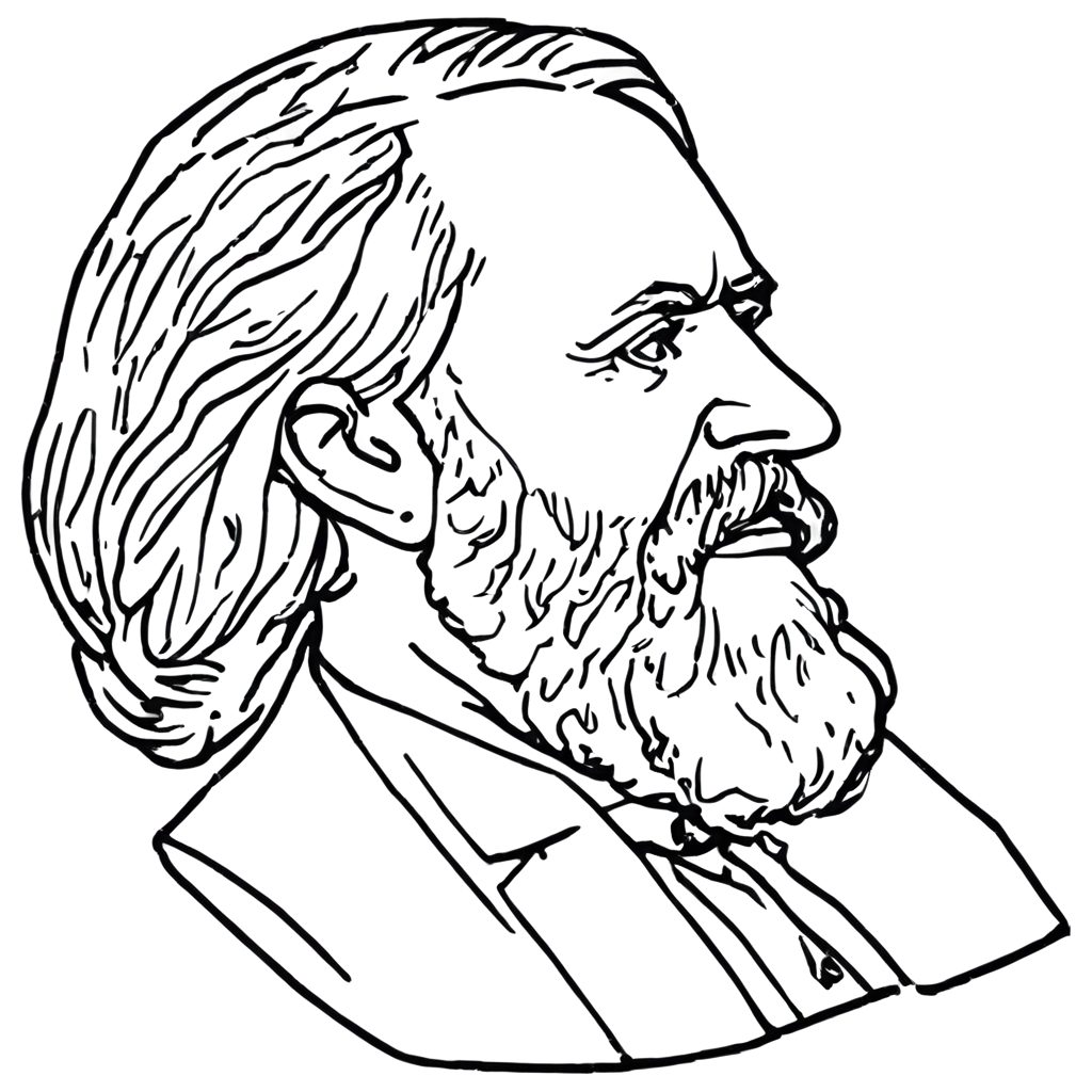 Karl Marx looking left head profile line drawing