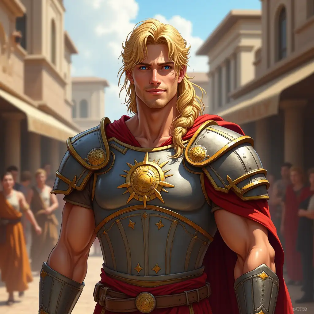 Dashing Paladin of Apollo in Ancient Greek Marketplace