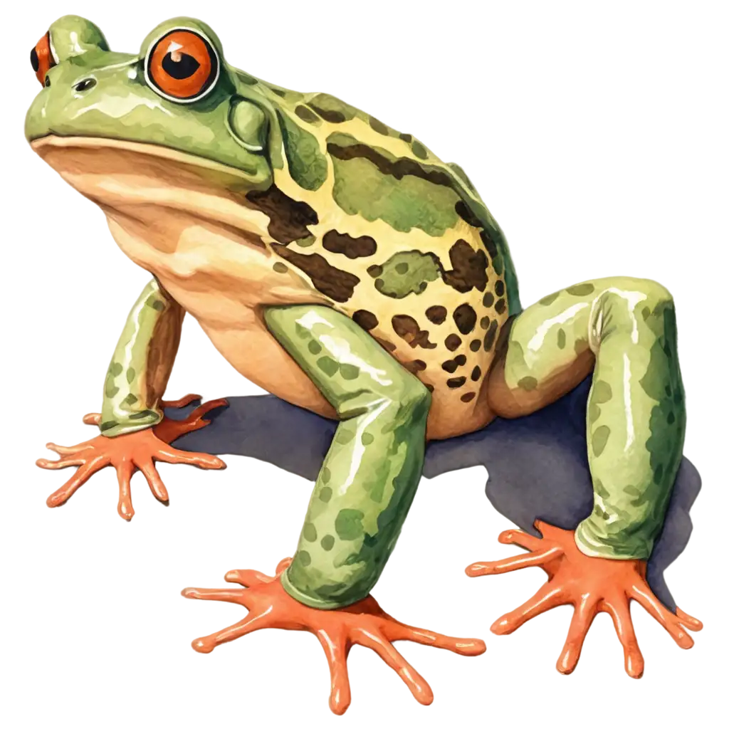 Watercolour-Painted-Style-Frog-PNG-Captivating-Art-for-Digital-and-Print-Media