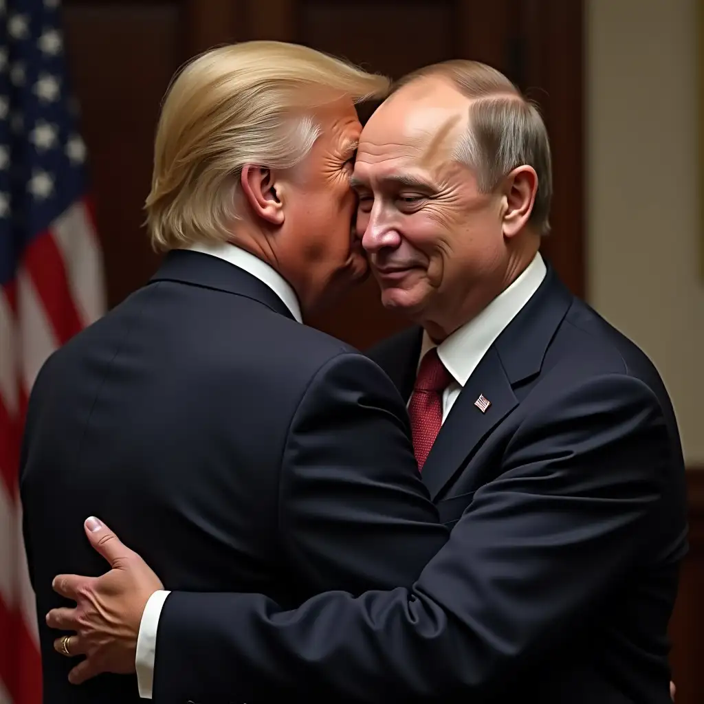 US-President-and-Russian-President-Embracing-in-a-Portrait