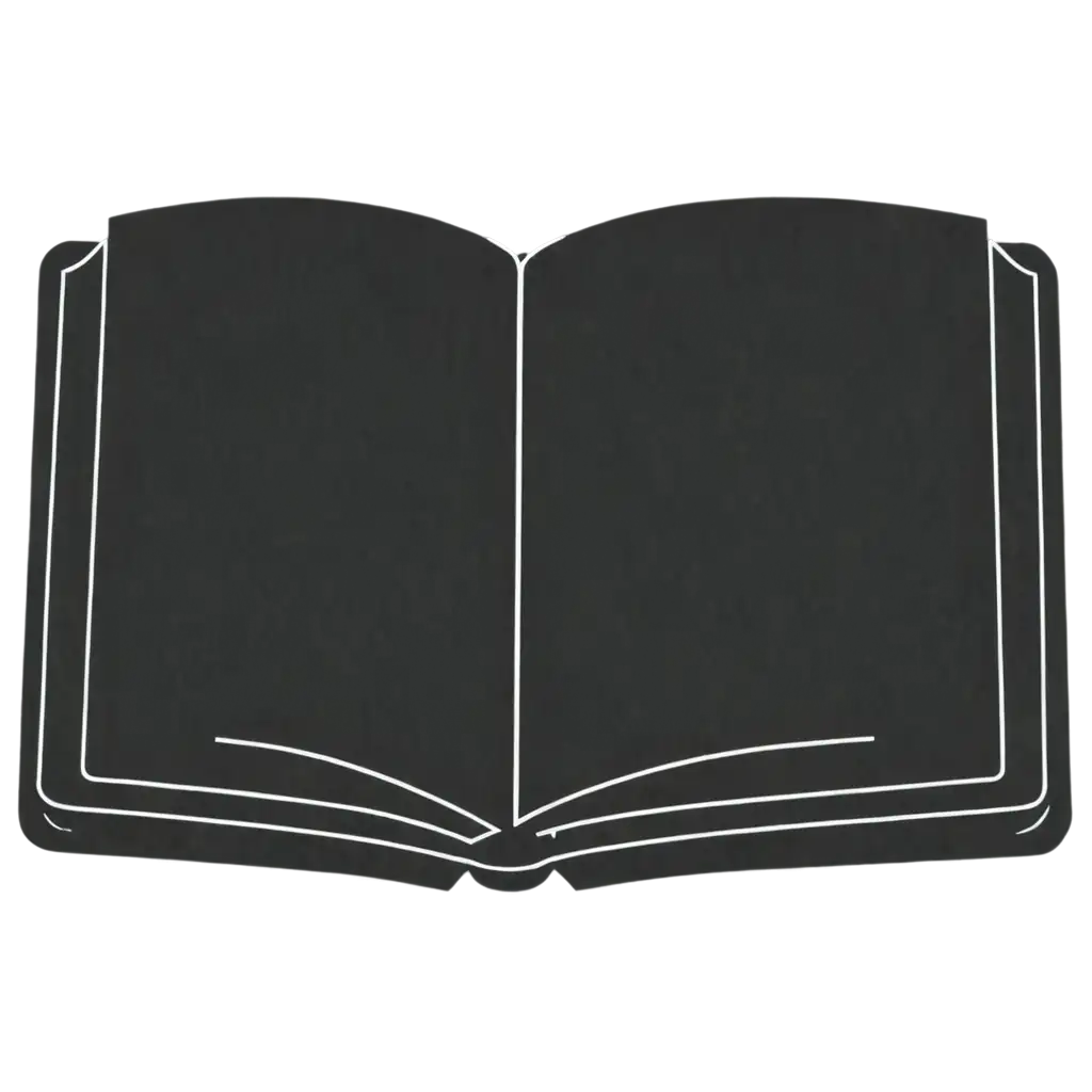 2D icon, open book, black and white