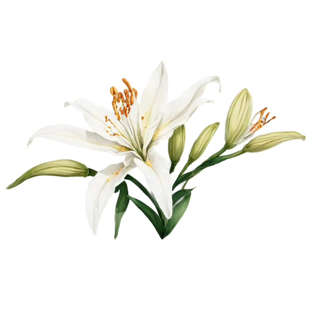 HighQuality-PNG-Illustration-of-a-Blooming-White-Lily-Flower