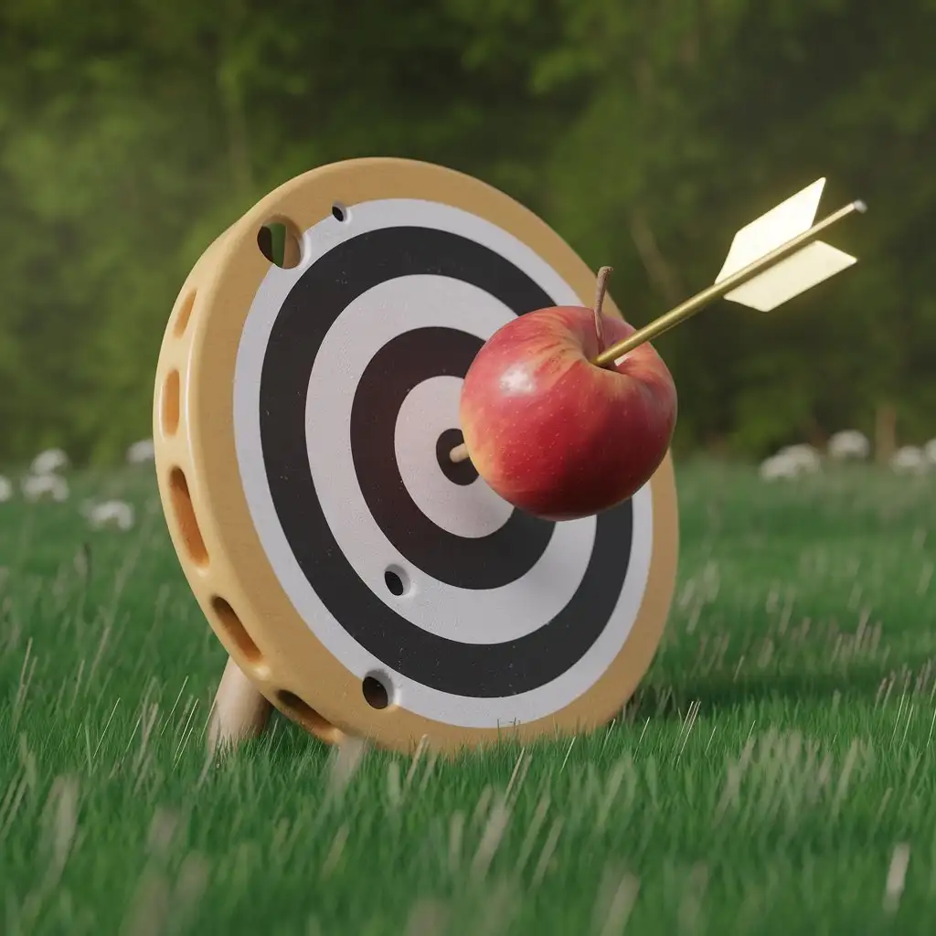 Target-with-Apple-Pierced-by-Arrow-and-3D-Special-Effects