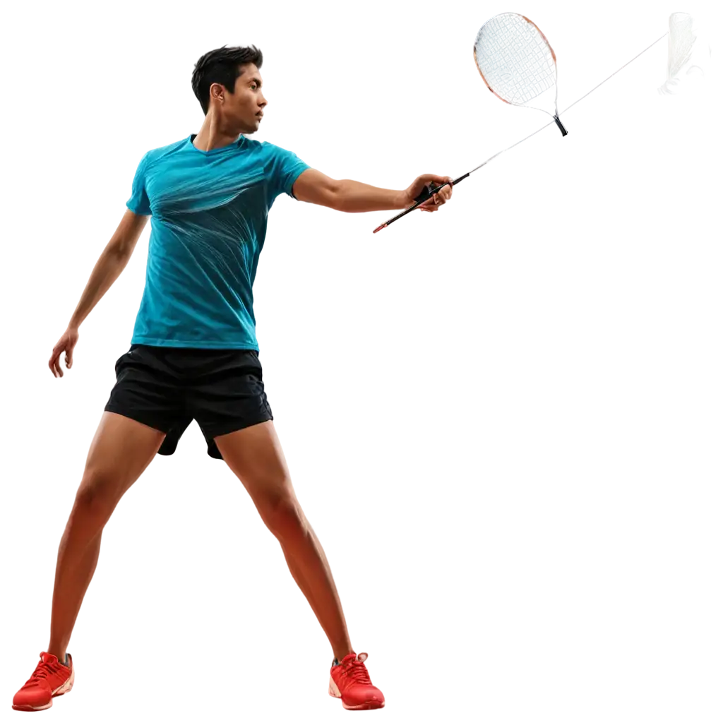 HighQuality-PNG-Graphic-Wireframe-Badminton-Player-with-Dynamic-Lighting-Effect