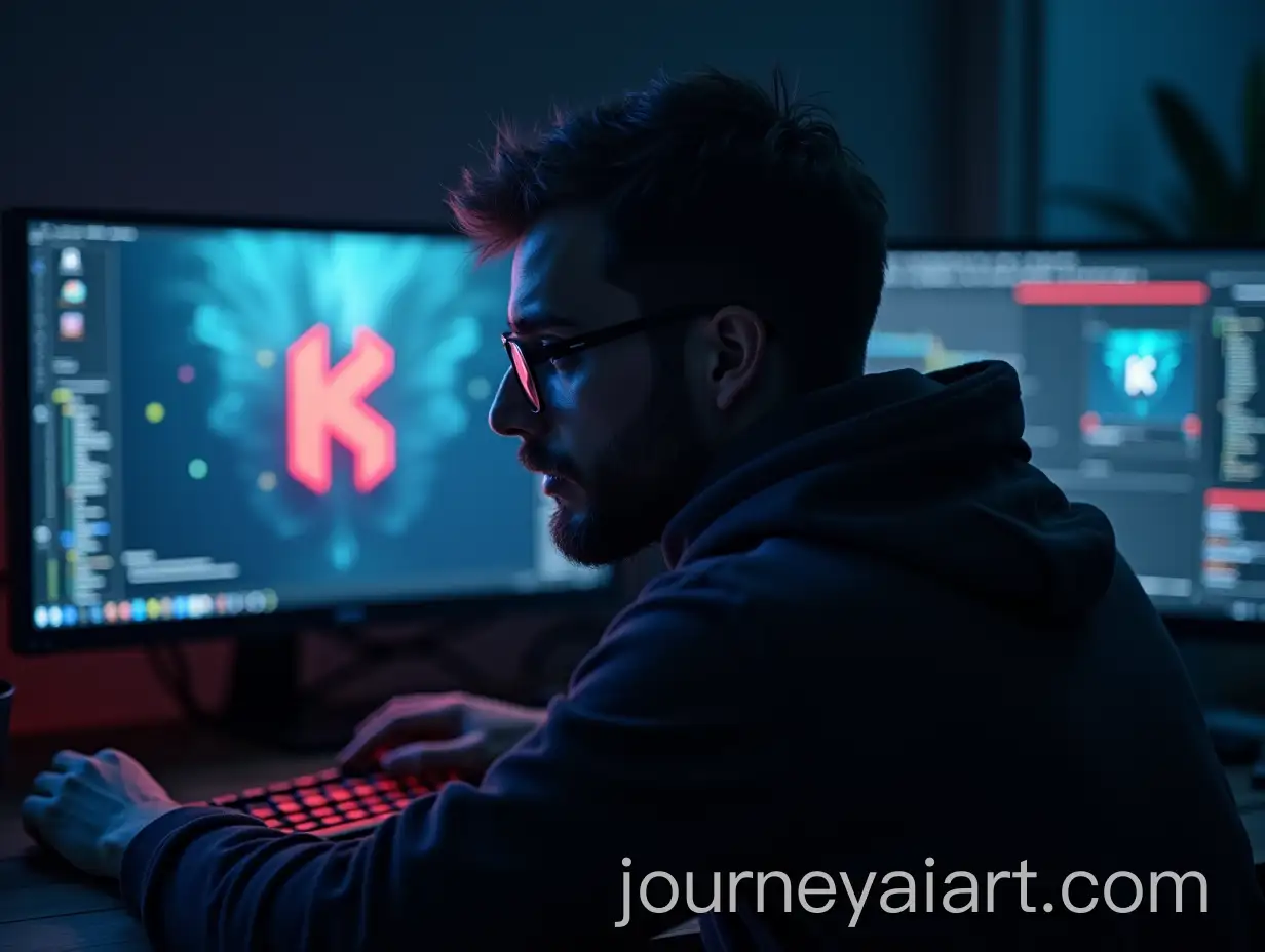 3D-Hacker-Working-in-Dark-Room-with-Krot-Logo-on-Computer-Screen