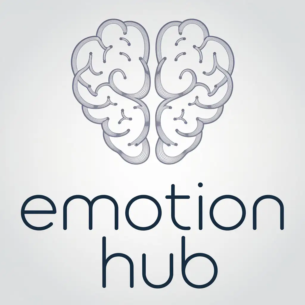 LOGO Design For eMotion Hub Heart Shaped Brain with Minimalistic Text