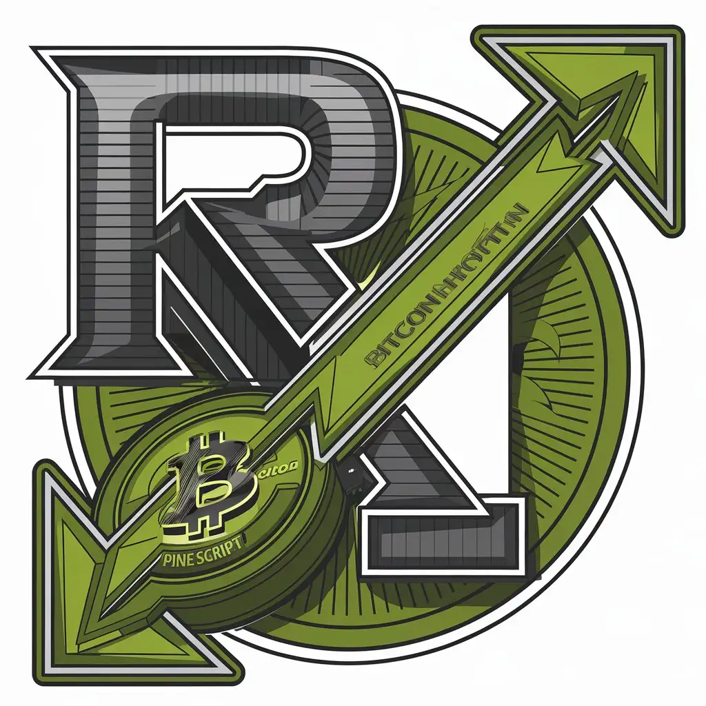 a vector logo design,with the text "RJ", main symbol:green,indicator,bitcoin,profit,pine script,complex,be used in Finance industry,clear background