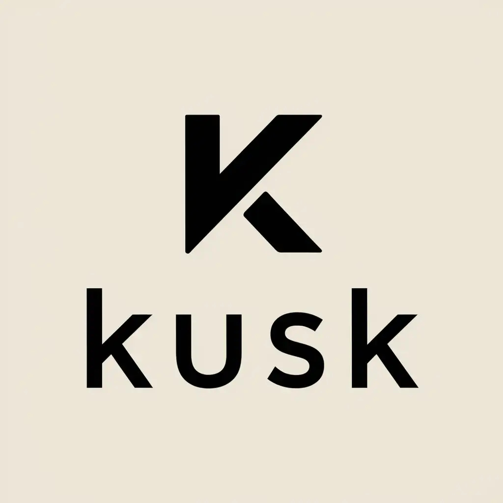 a vector logo design,with the text "Kusk", main symbol:two letters K,Minimalistic,be used in Internet industry,clear background