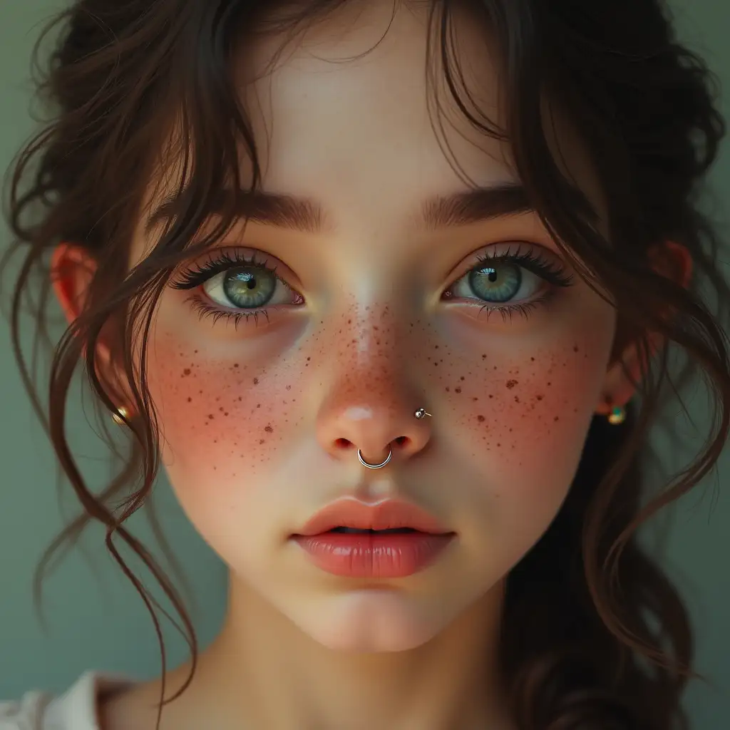 Hyperrealistic-Portrait-of-a-Girl-with-Freckles-Rosy-Cheeks-and-Nose-Piercing