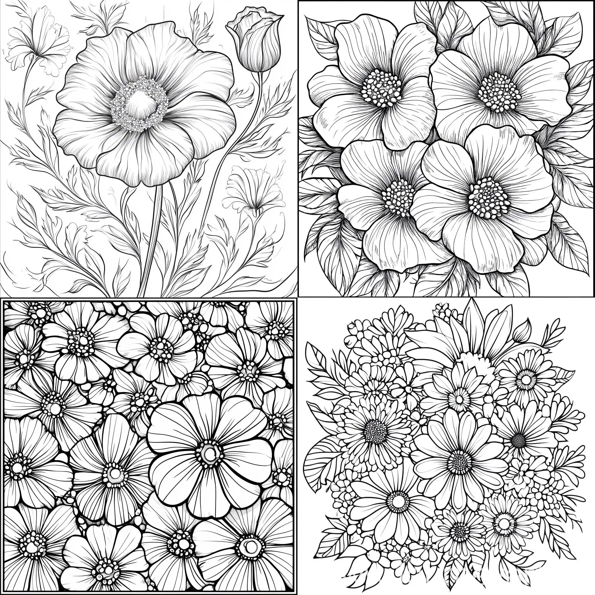 Vibrant-Coloring-Book-Illustrations-of-Exquisite-Flowers