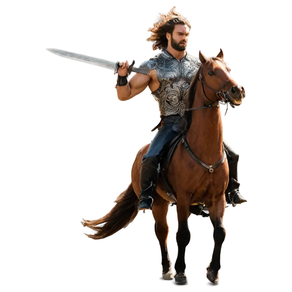 Powerful-PNG-Image-of-a-Muscular-Man-Riding-a-Horse-with-a-Sword