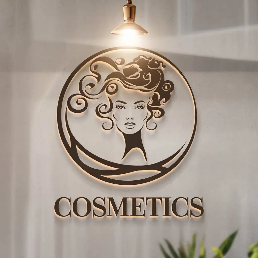 LOGO Design for Cosmetics Minimalist Portrait with Soft Lighting and Curly Hair Theme