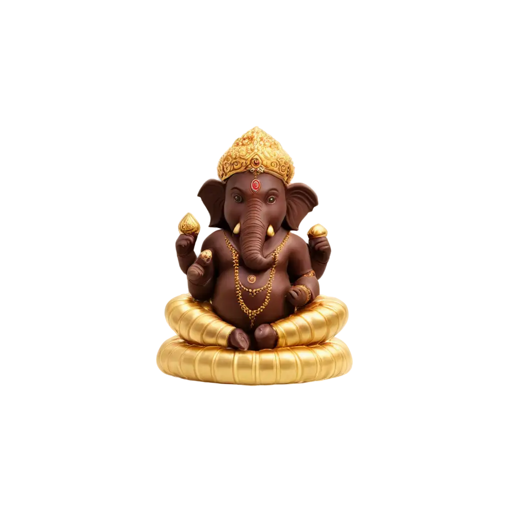 Chocolate-Ganesha-and-Mushak-PNG-Image-Divine-and-Delightful-Artistry