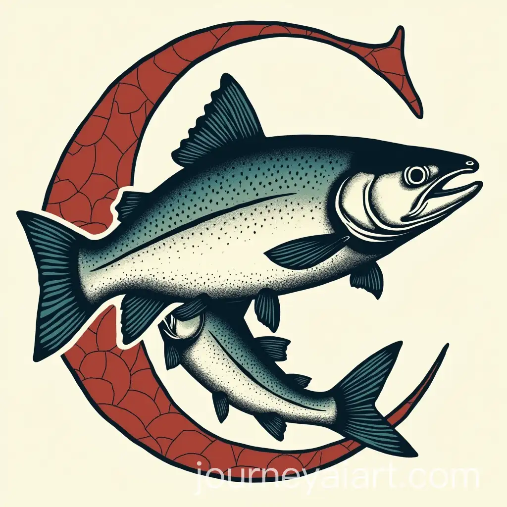 Coast-Salish-Style-CShaped-Salmon-Artwork-with-Vibrant-Detailing