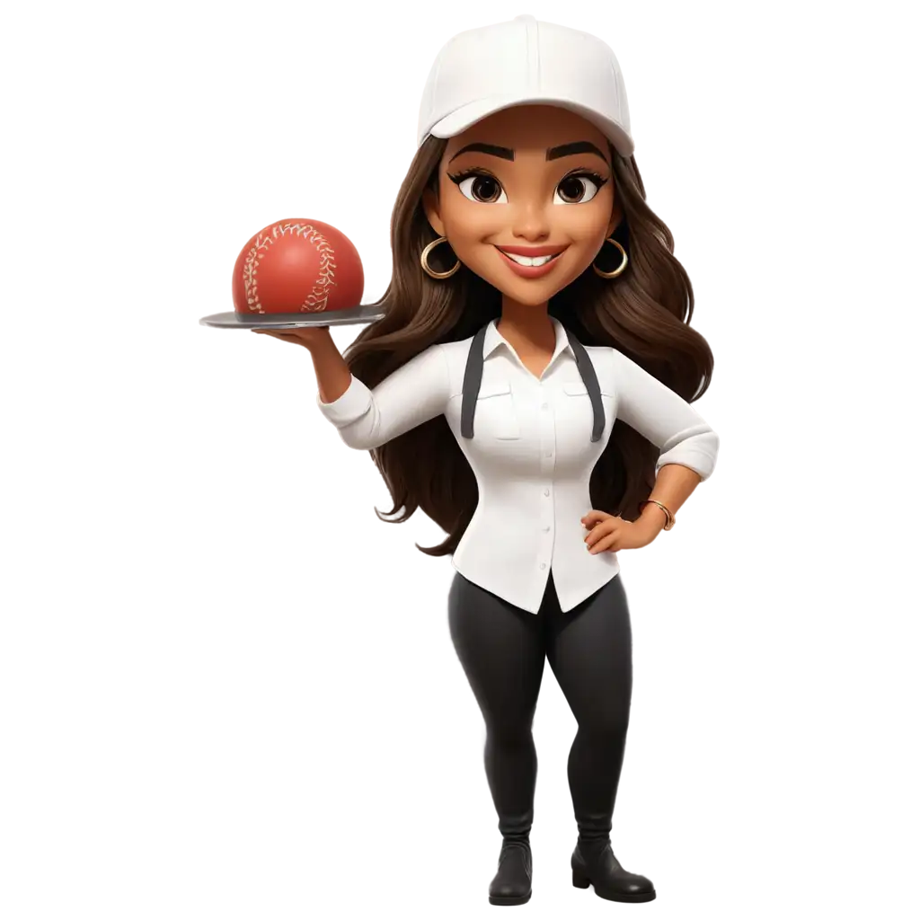 Latina-Women-Chef-Cartoon-PNG-with-Gold-Hoop-Earrings-and-Los-Angeles-Baseball-Cap