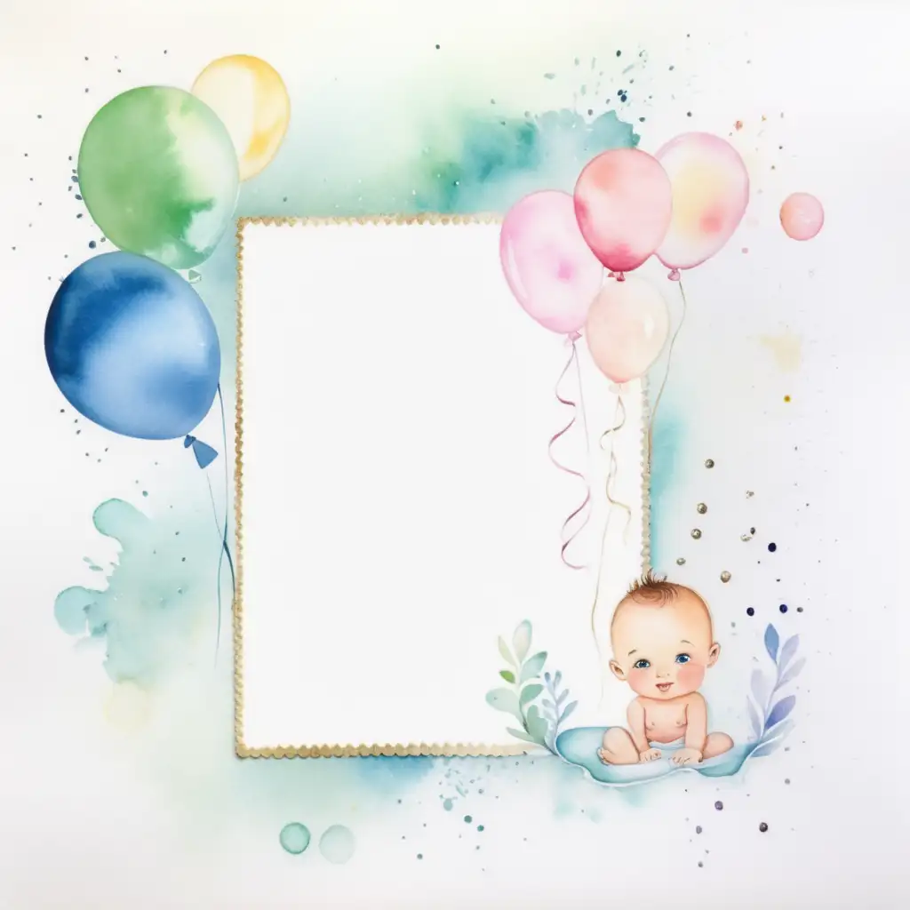 Watercolor Baby Scrapbook Page with White Space