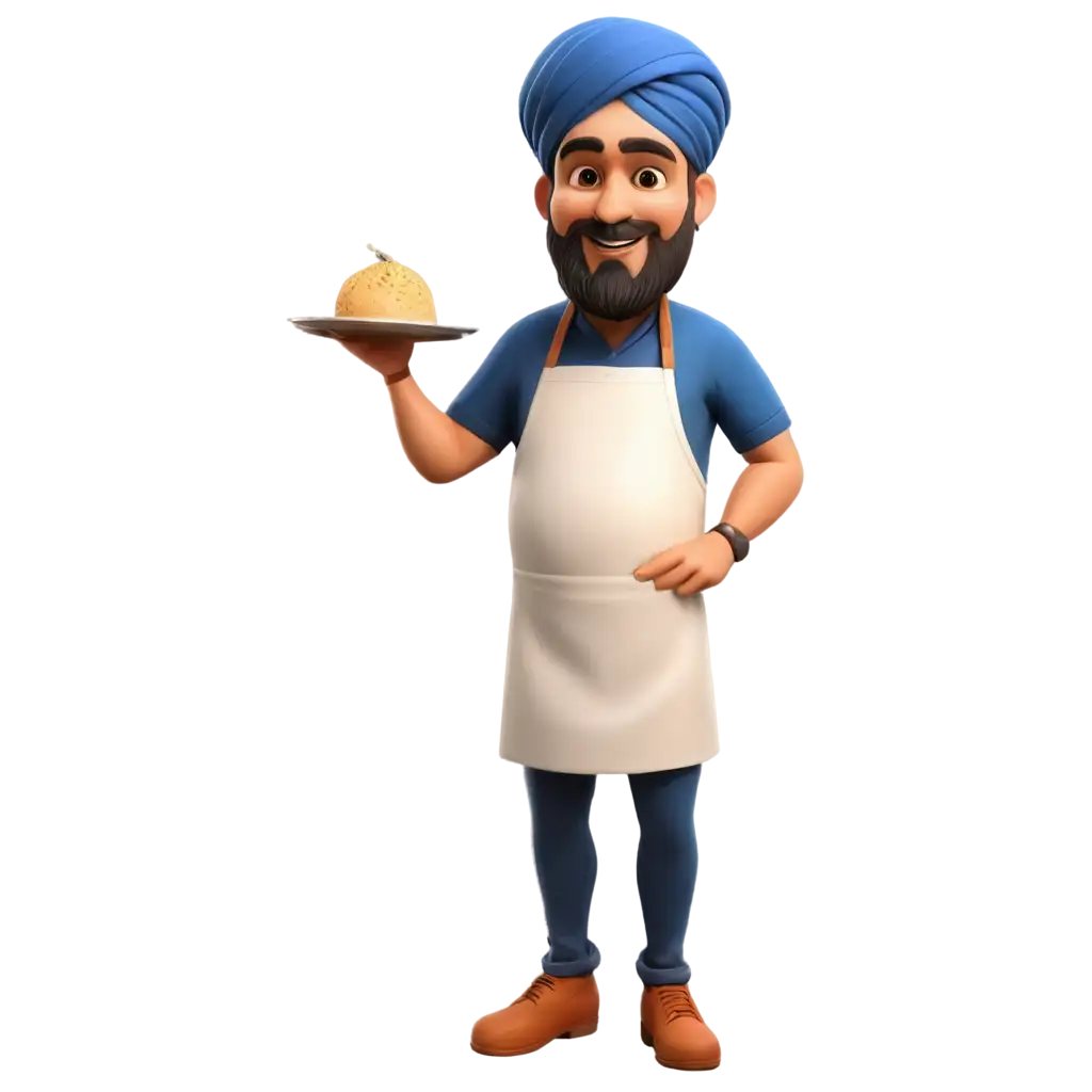 Sardarji-Punjabi-Fat-Man-in-Turban-Apron-3D-PNG-Character-for-Diverse-Design-Use