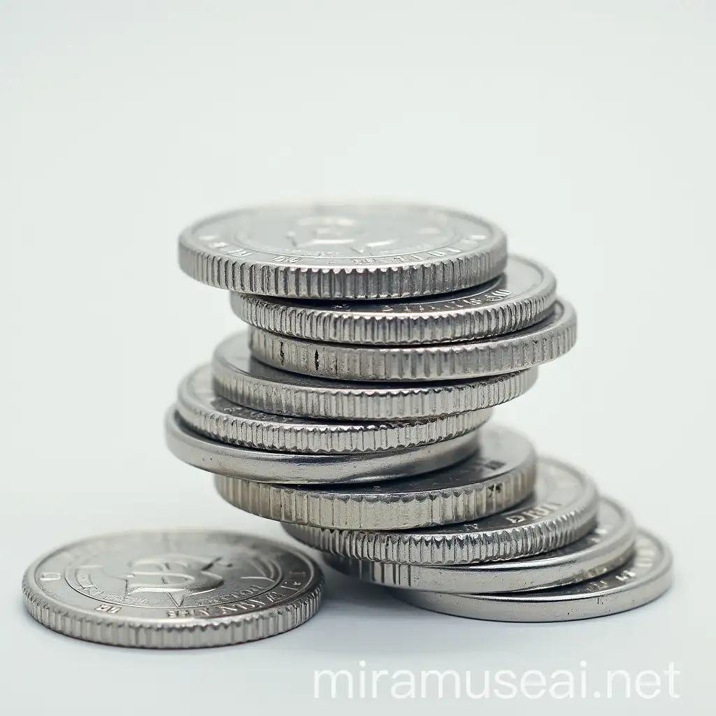 Stacked Silver Coins Illustration from Above