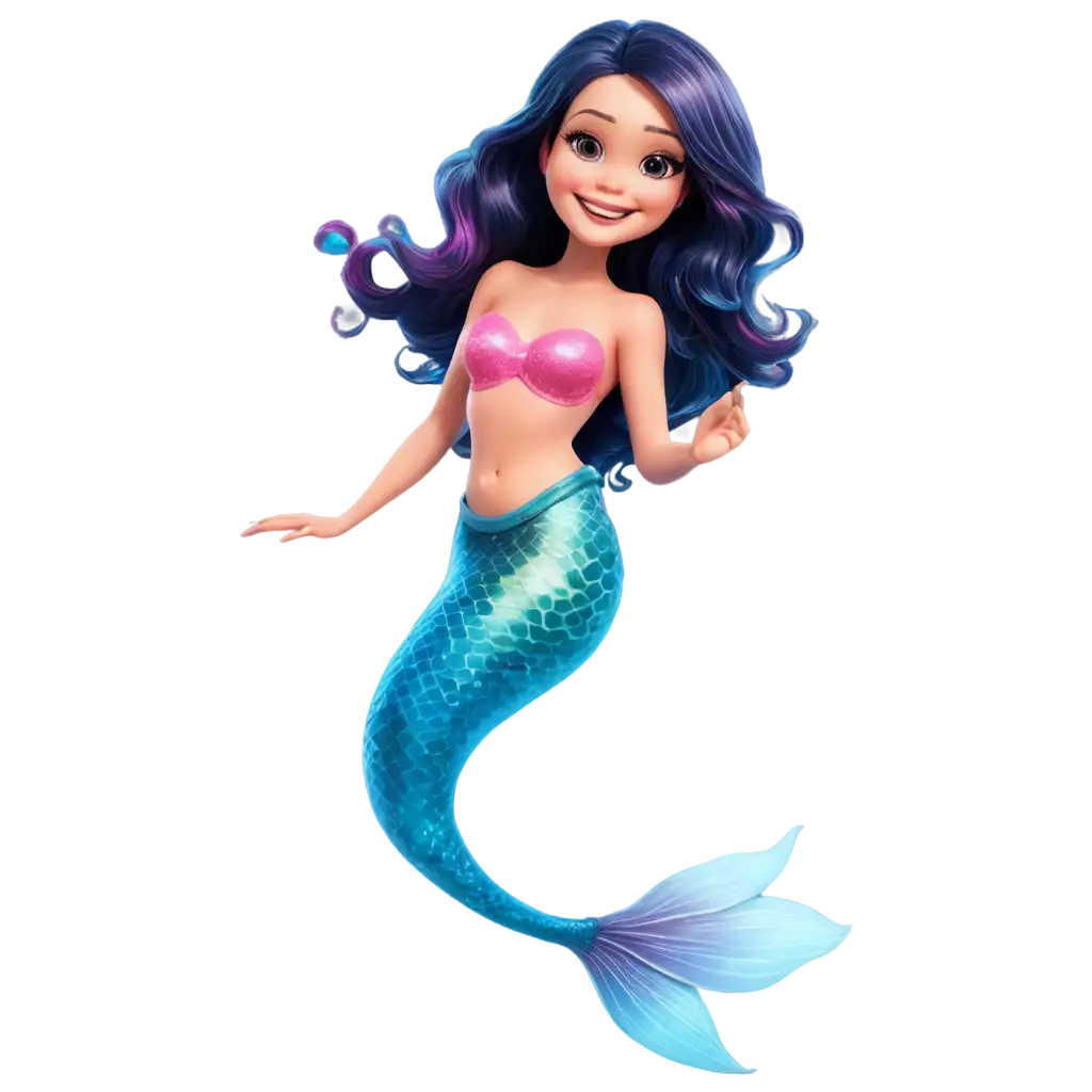 Create-a-PNG-Image-of-a-Smiling-Mermaid-with-Wavy-Black-Hair-and-PinkBlue-Tail