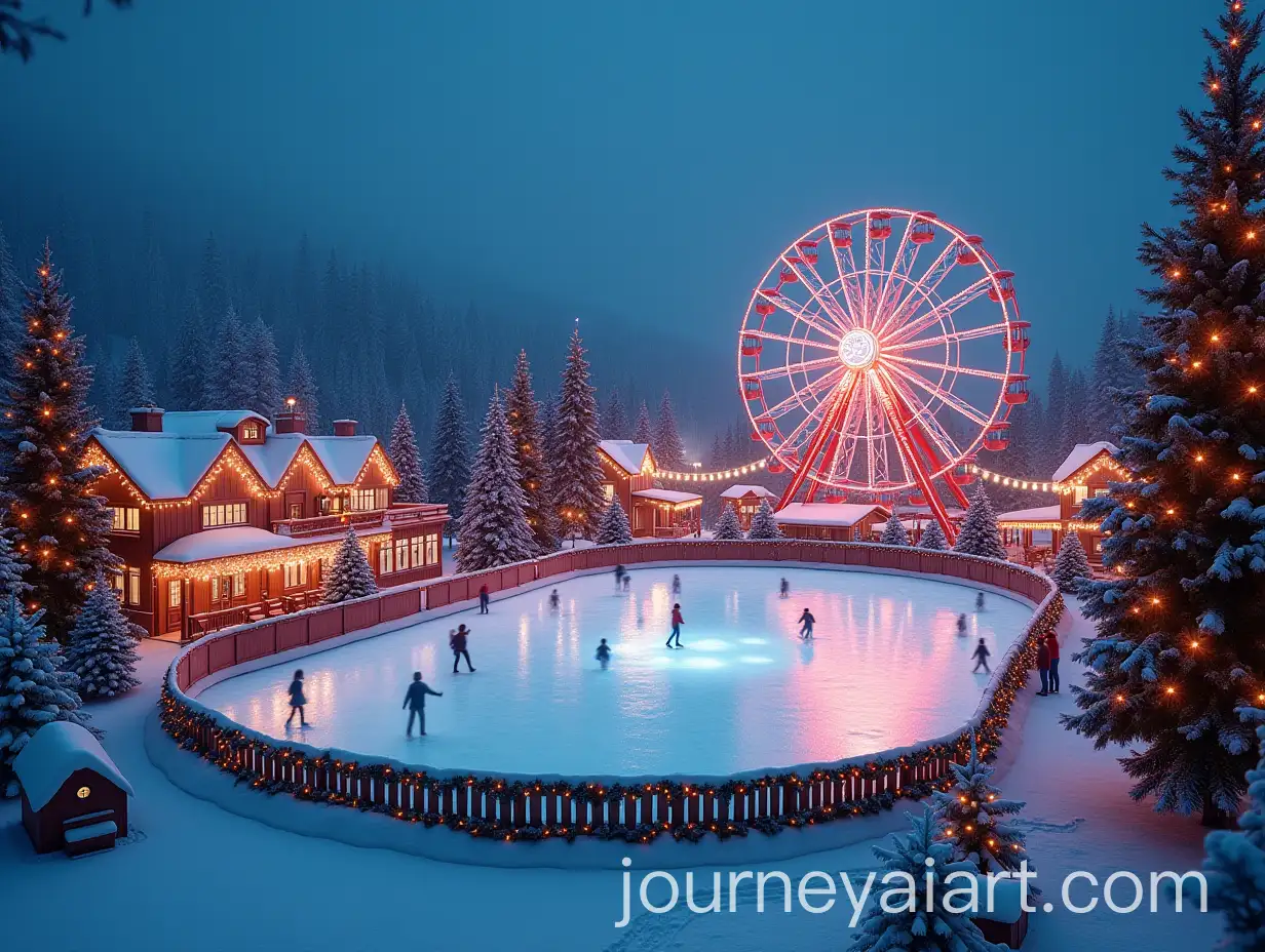 Christmas-Theme-Park-with-Ice-Skating-Rink-and-Ferris-Wheel