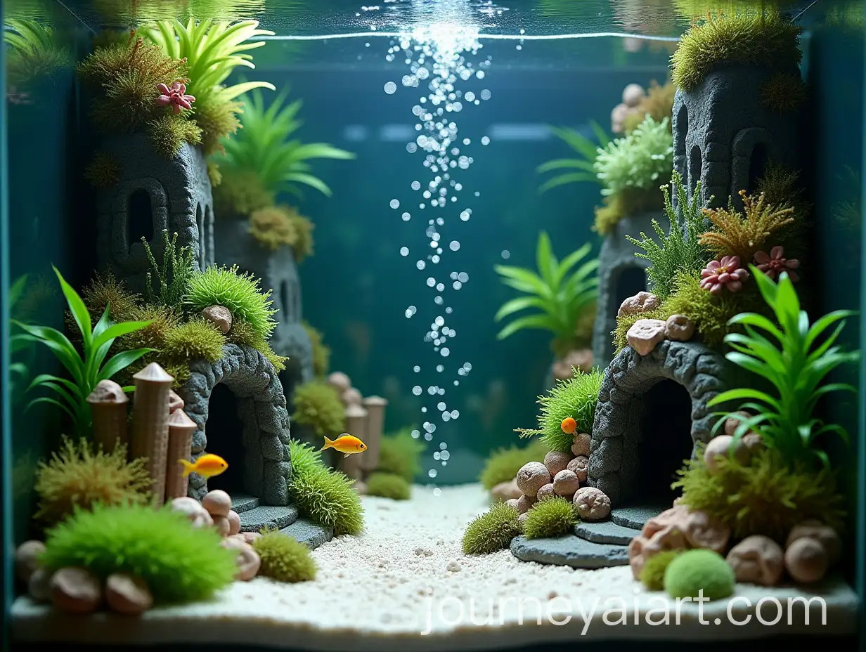 Underwater-Aquarium-Scene-with-Plants-Fish-and-Decorative-Elements