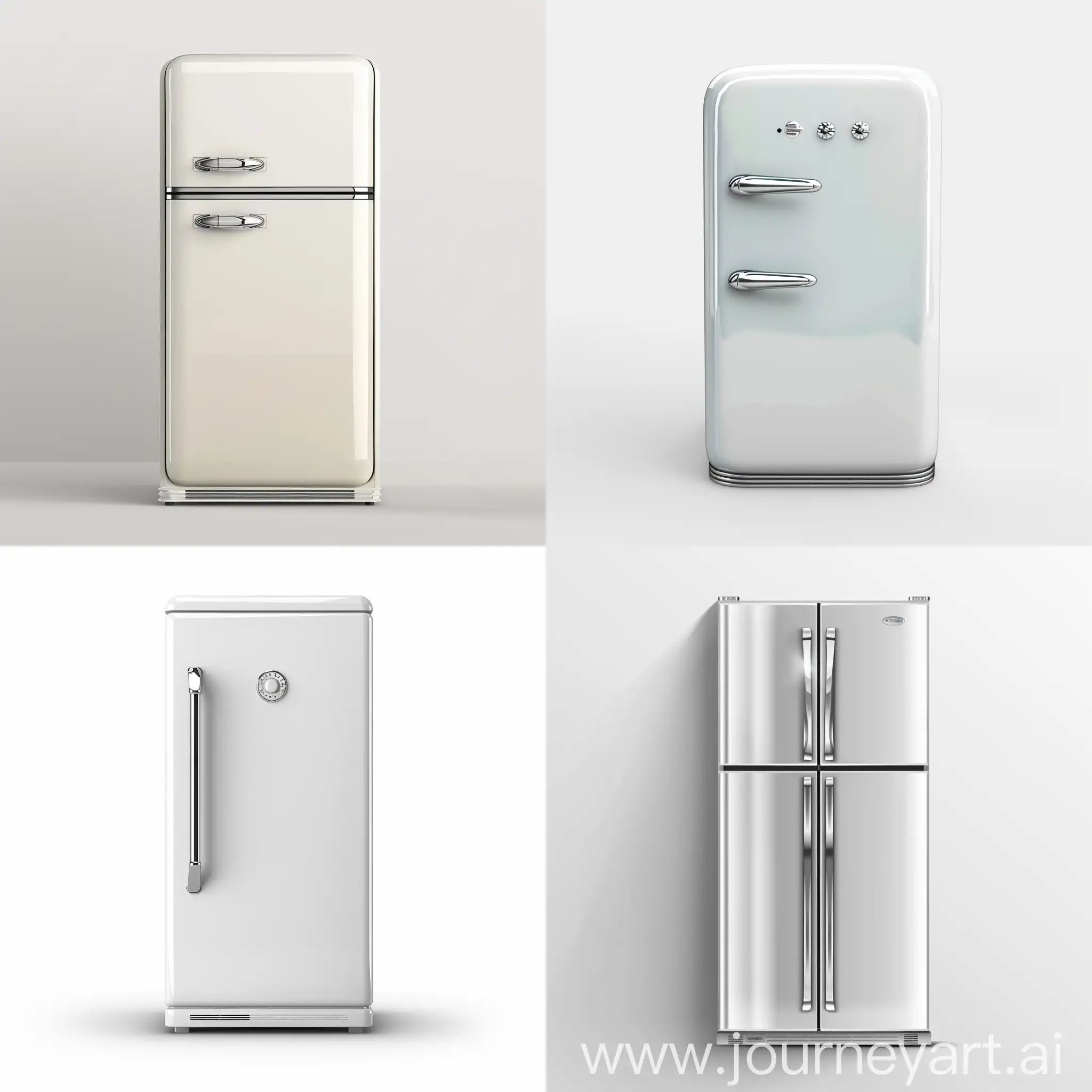 Minimalist-Refrigerator-with-Single-Handle-on-White-Background