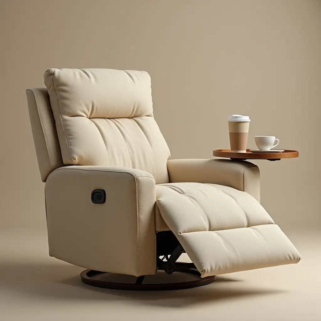 Beige-Recliner-with-Drink-Holder-and-Swinging-Tray-Vintage-Premium-Feel