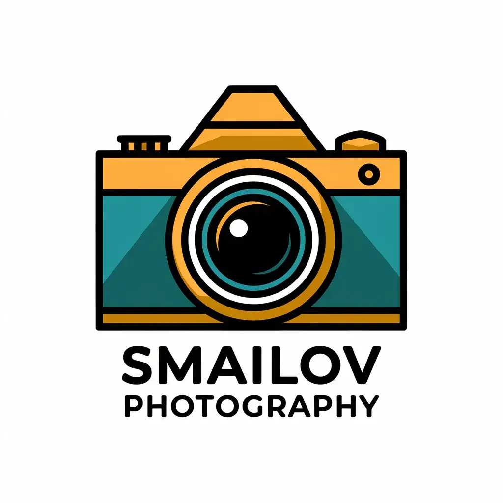 a vector logo design,with the text "smailov_photography", main symbol:Camera,Moderate,clear background